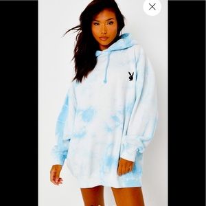 PLAYBOY | Tops | Playboy Blue Tie Dye Hooded Sweatshirt Dress Rare  Collectibles | Poshmark